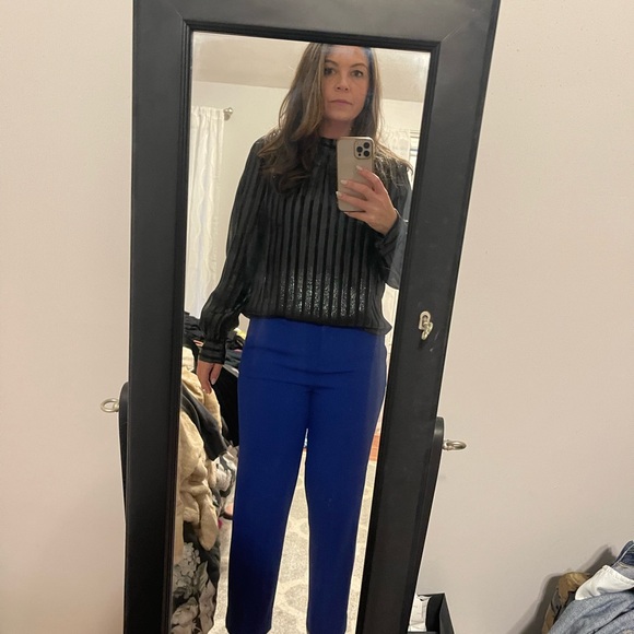 Black and Silver Striped Women's Top - Picture 1 of 6